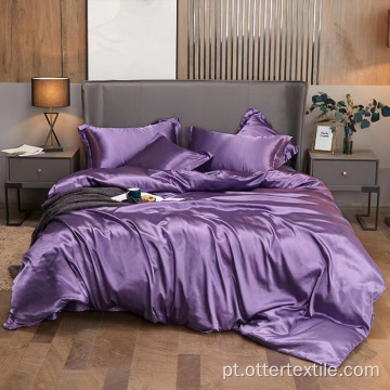 Conjunto de roupa de cama com capa de edredom de cetim de seda